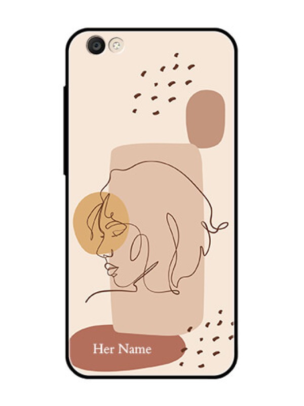 Custom Vivo Y55S Photo Printing on Glass Case - Calm Woman line art Design