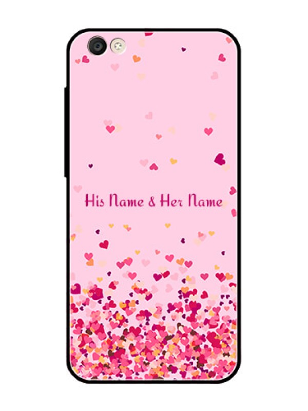 Custom Vivo Y55S Photo Printing on Glass Case - Floating Hearts Design
