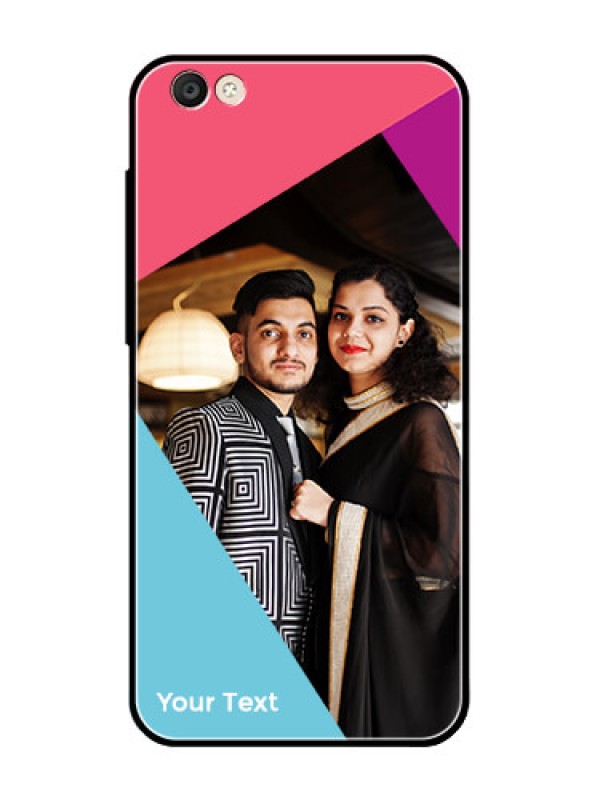 Custom Vivo Y55S Custom Glass Mobile Case - Stacked Triple colour Design