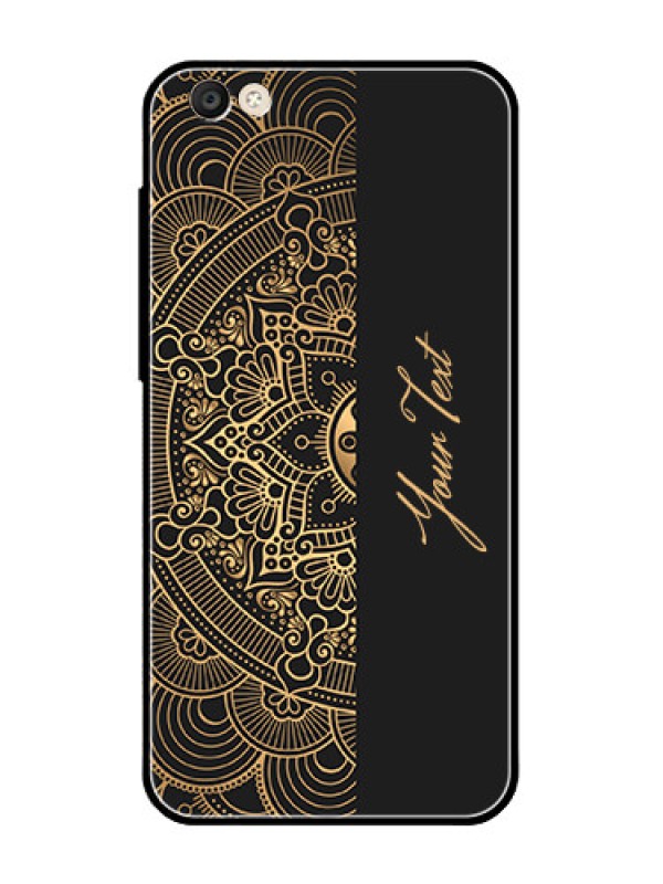 Custom Vivo Y55S Photo Printing on Glass Case - Mandala art with custom text Design
