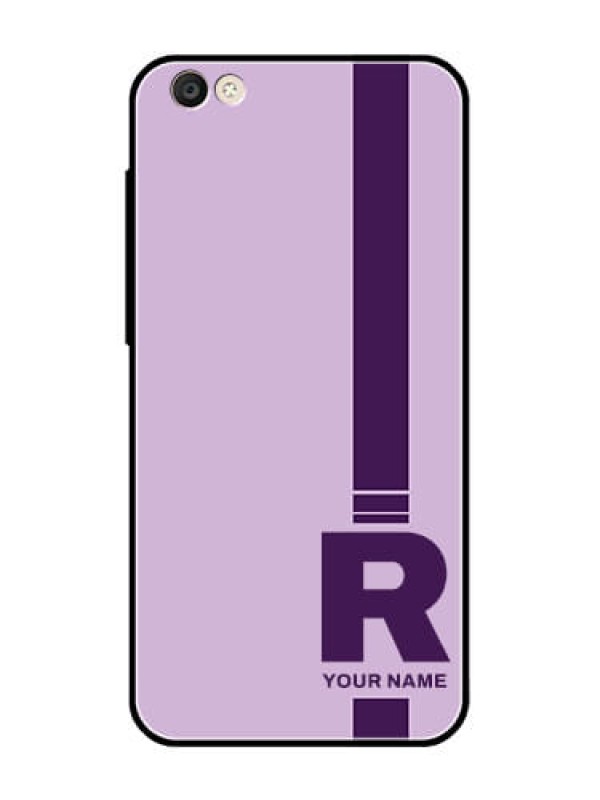 Custom Vivo Y55S Photo Printing on Glass Case - Simple dual tone stripe with name Design