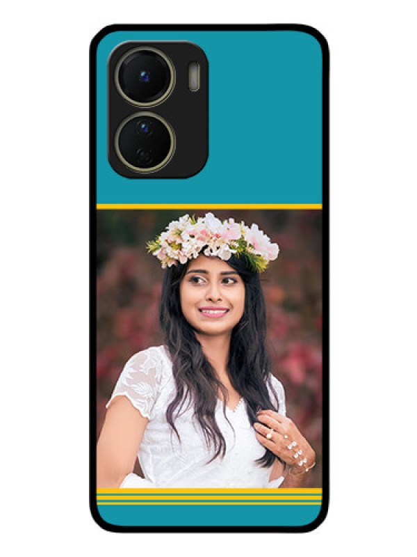 Custom Vivo Y56 5G Custom Glass Phone Case - Yellow & Blue Design