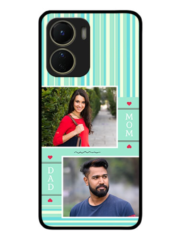 Custom Vivo Y56 5G Custom Glass Phone Case - Mom & Dad Pic Design