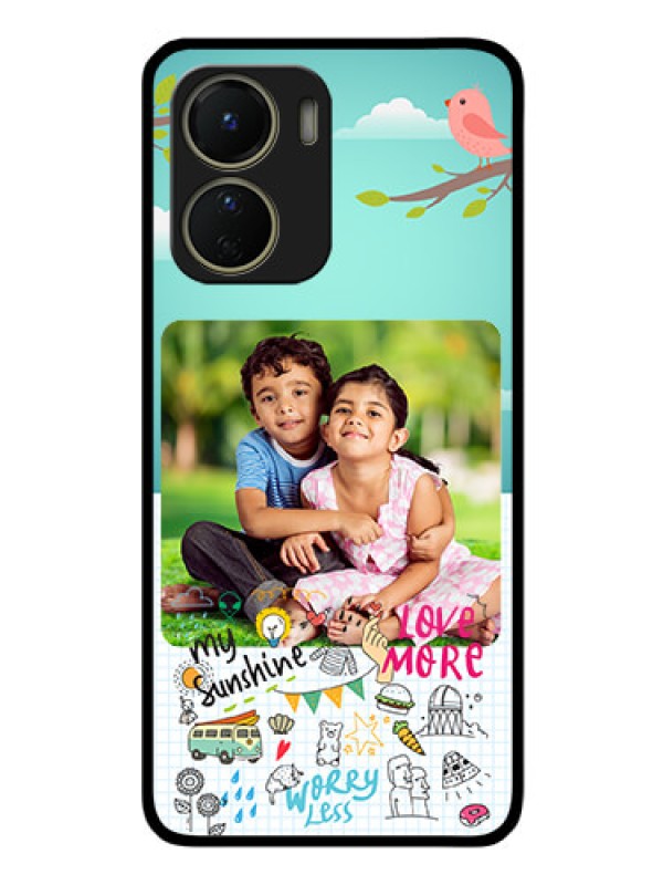 Custom Vivo Y56 5G Photo Printing on Glass Case - Doodle love Design