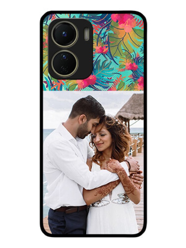 Custom Vivo Y56 5G Photo Printing on Glass Case - Watercolor Floral Design