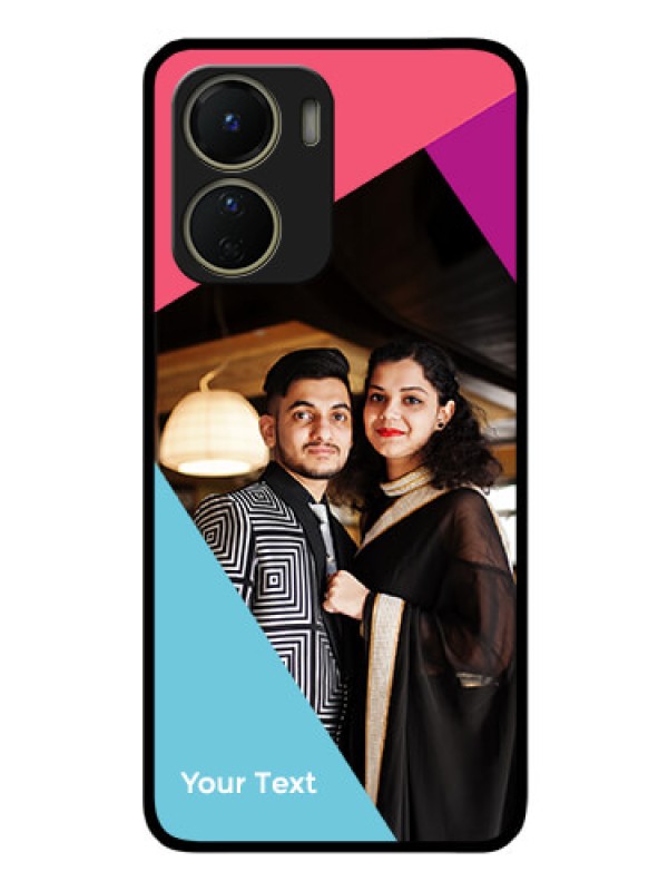 Custom Vivo Y56 5G Custom Glass Mobile Case - Stacked Triple colour Design