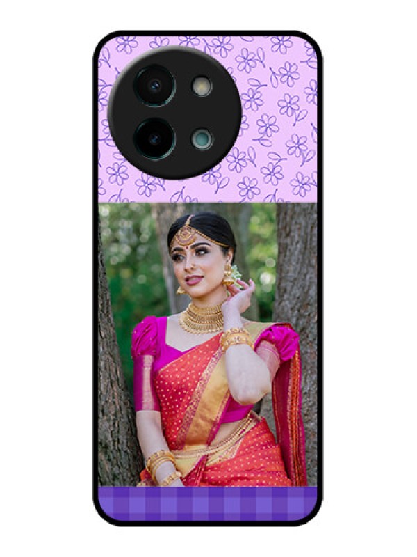 Custom Vivo Y58 5G Custom Glass Phone CasePurple Floral Design