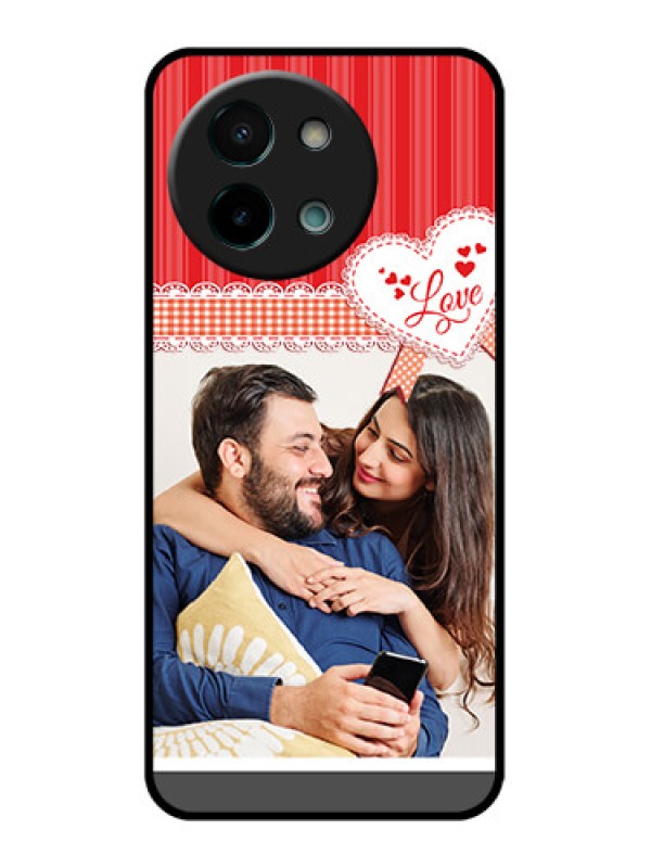 Custom Vivo Y58 5G Custom Glass Phone CaseRed Love Pattern Design