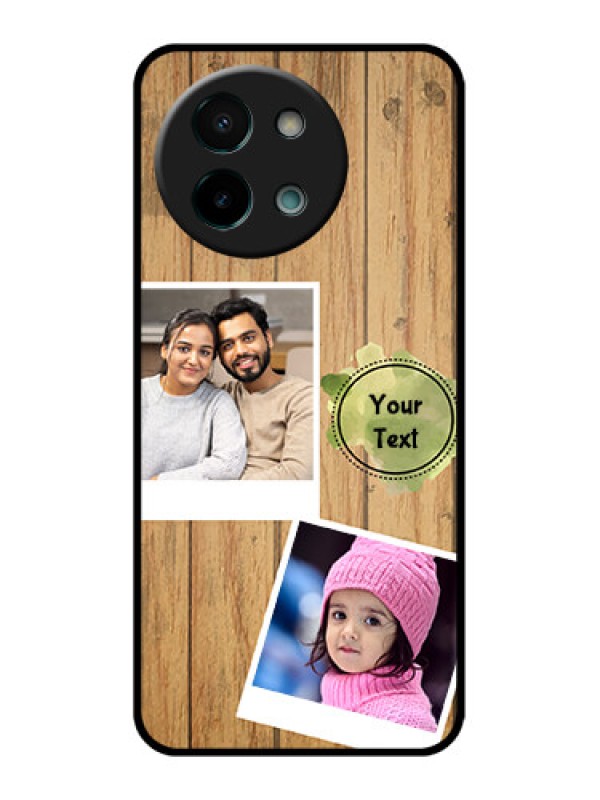 Custom Vivo Y58 5G Custom Glass Phone CaseWooden Texture Design