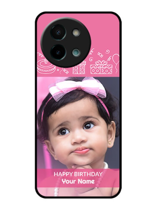 Custom Vivo Y58 5G Custom Glass Phone CaseWith Birthday Line Art Design