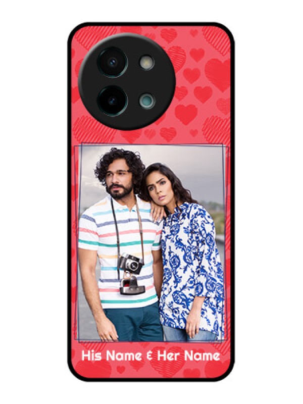 Custom Vivo Y58 5G Custom Glass Phone CaseWith Red Heart Symbols Design