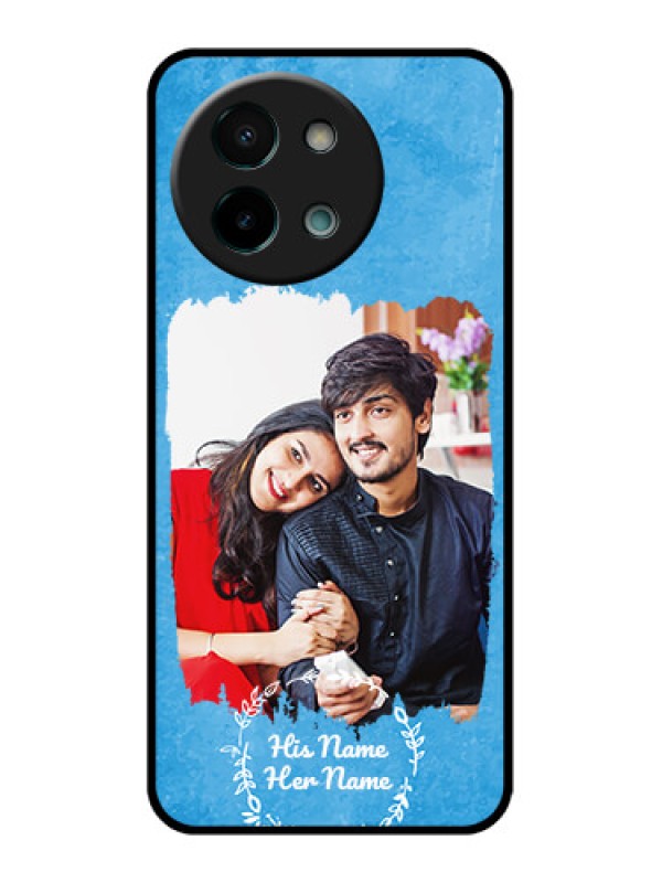 Custom Vivo Y58 5G Custom Glass Phone Case - Blue Color Vintage Design