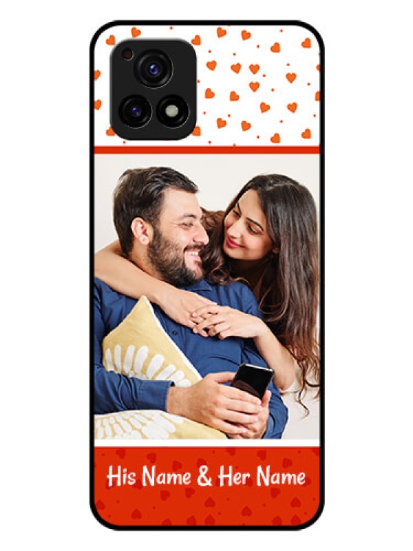 Custom Vivo Y72 5G Custom Glass Phone Case - Orange Love Symbol Design