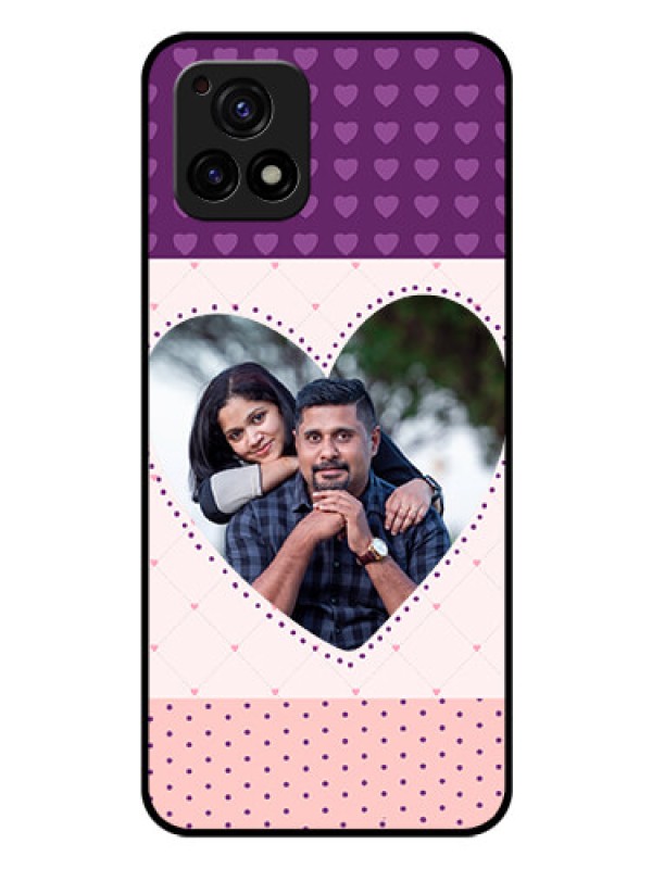 Custom Vivo Y72 5G Custom Glass Phone Case - Violet Love Dots Design