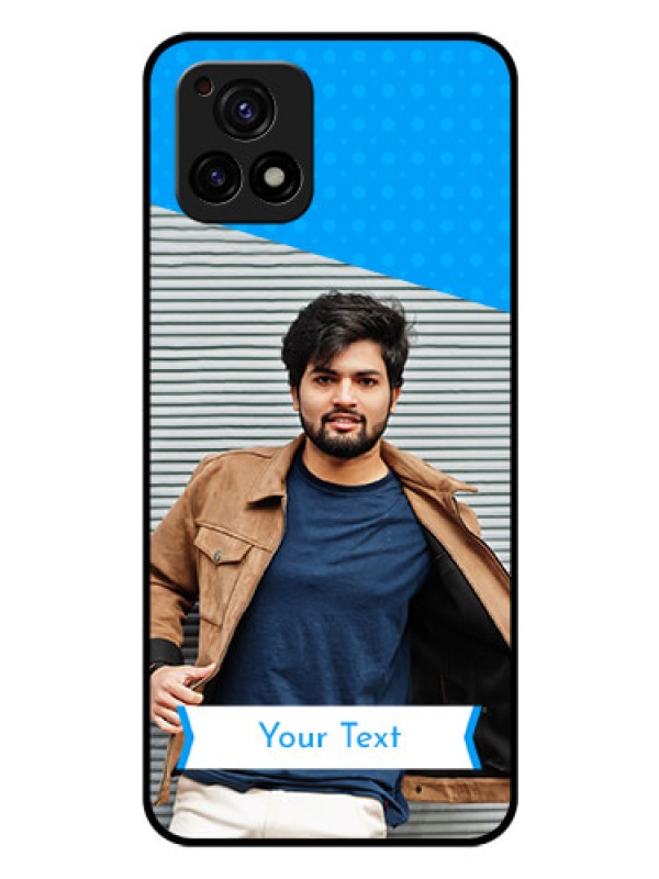 Custom Vivo Y72 5G Photo Printing on Glass Case - Simple Blue Color Design