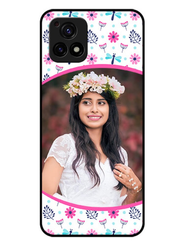 Custom Vivo Y72 5G Photo Printing on Glass Case - Colorful Flower Design
