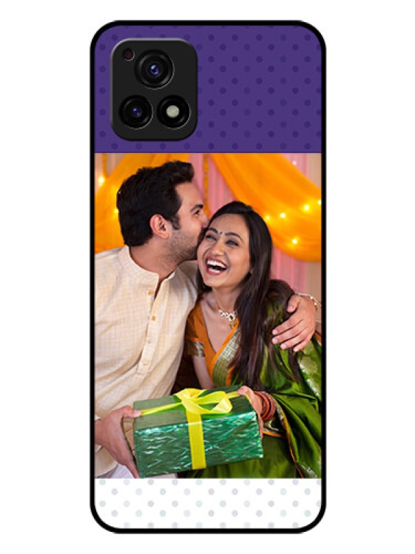Custom Vivo Y72 5G Personalized Glass Phone Case - Violet Pattern Design