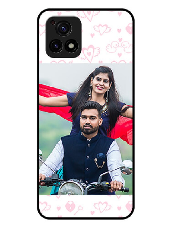 Custom Vivo Y72 5G Custom Glass Mobile Case - Pink Flying Heart Design