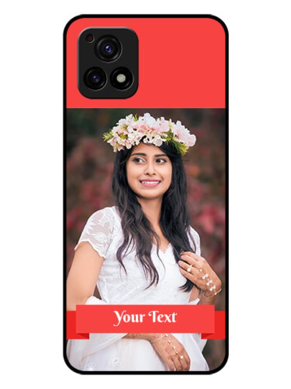 Custom Vivo Y72 5G Custom Glass Phone Case - Simple Red Color Design