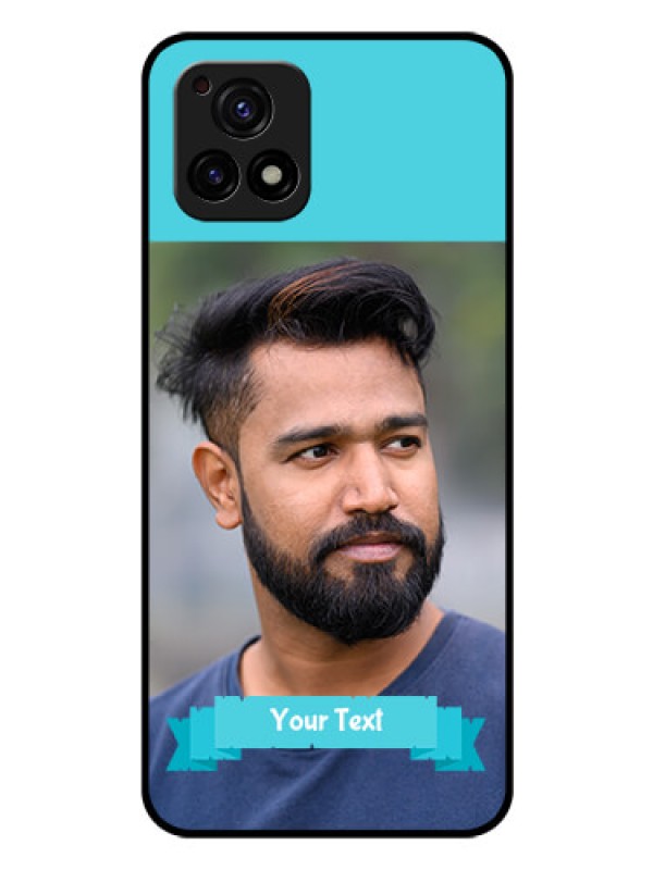 Custom Vivo Y72 5G Personalized Glass Phone Case - Simple Blue Color Design