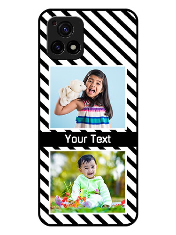 Custom Vivo Y72 5G Photo Printing on Glass Case - Black And White Stripes Design
