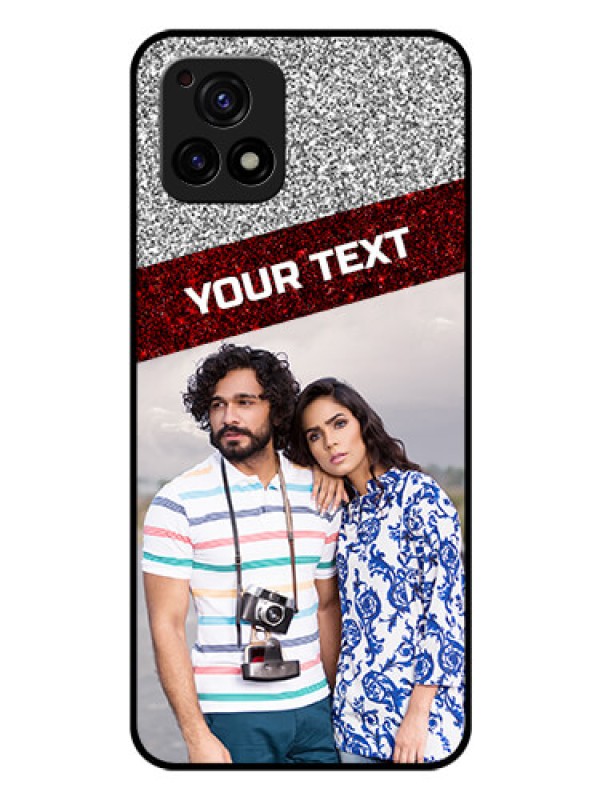 Custom Vivo Y72 5G Personalized Glass Phone Case - Image Holder with Glitter Strip Design