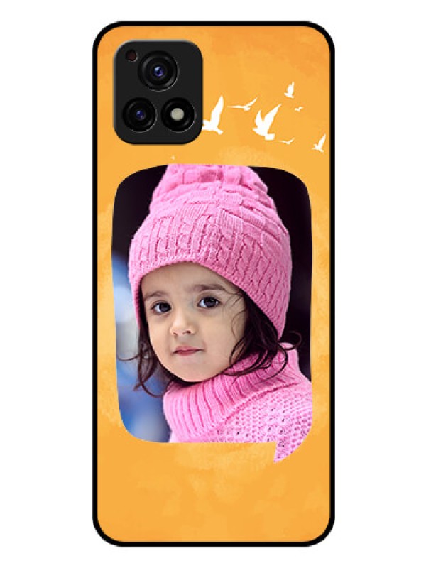 Custom Vivo Y72 5G Personalized Glass Phone Case - Water Color Design with Bird Icons