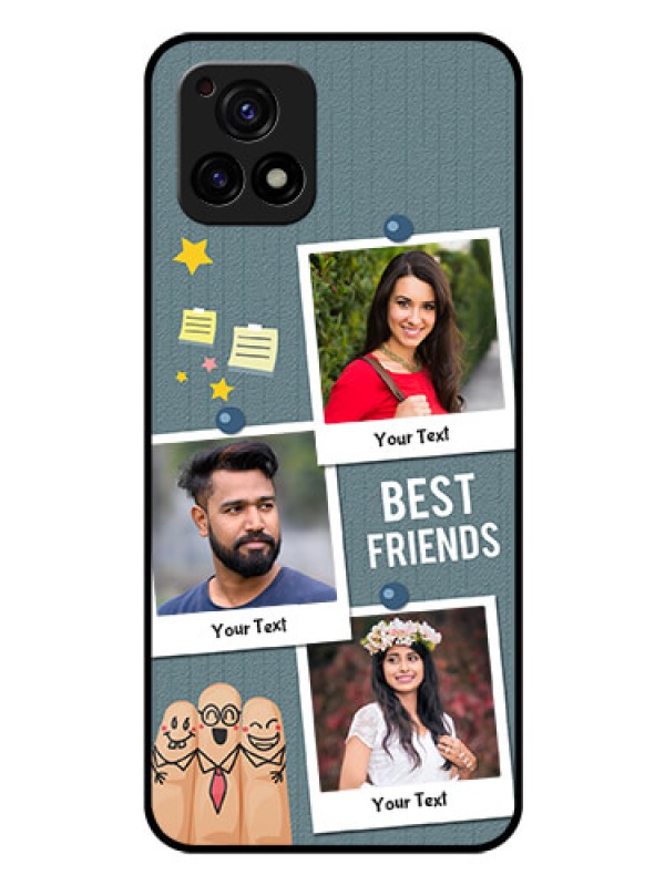 Custom Vivo Y72 5G Personalized Glass Phone Case - Sticky Frames and Friendship Design