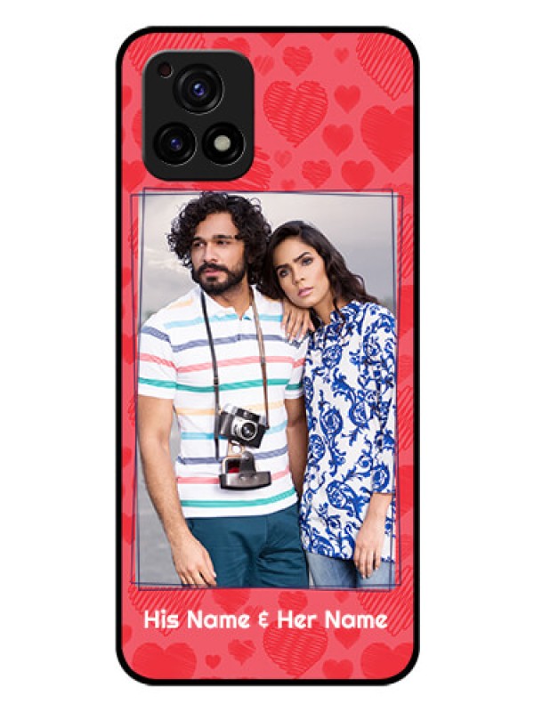 Custom Vivo Y72 5G Photo Printing on Glass Case - with Red Heart Symbols Design