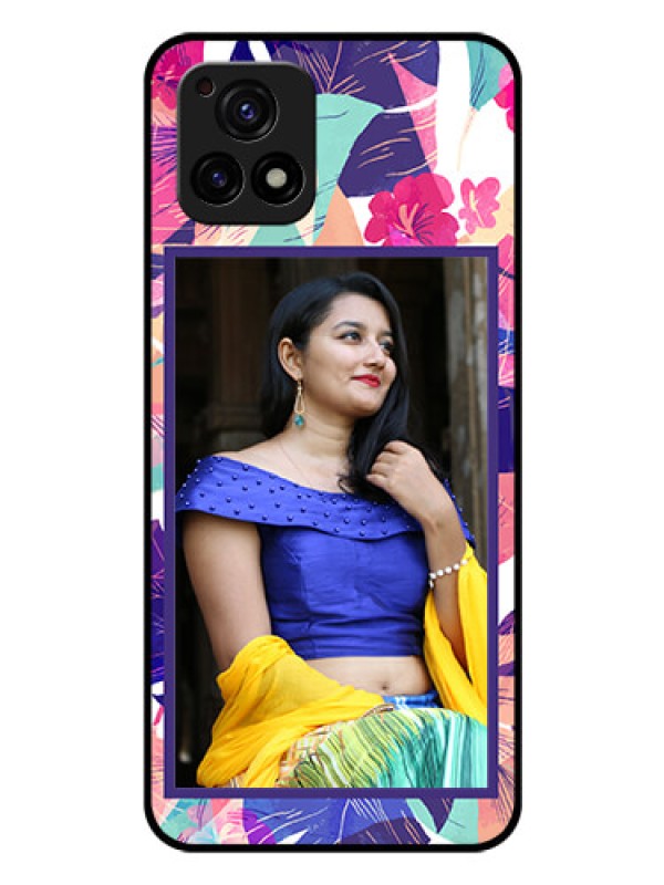 Custom Vivo Y72 5G Custom Glass Mobile Case - Abstract Floral Design