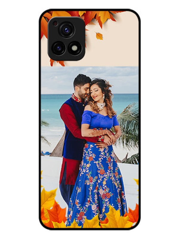 Custom Vivo Y72 5G Photo Printing on Glass Case - Autumn Maple Leaves Design