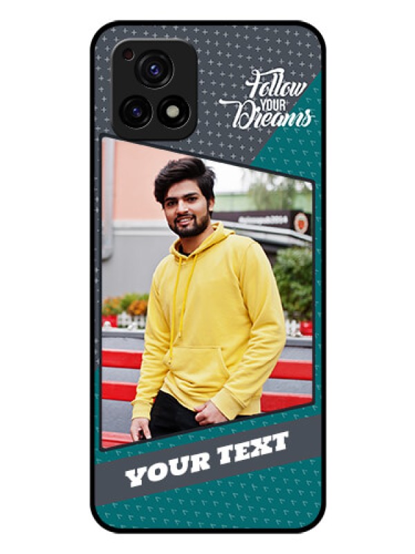 Custom Vivo Y72 5G Personalized Glass Phone Case - Background Pattern Design with Quote