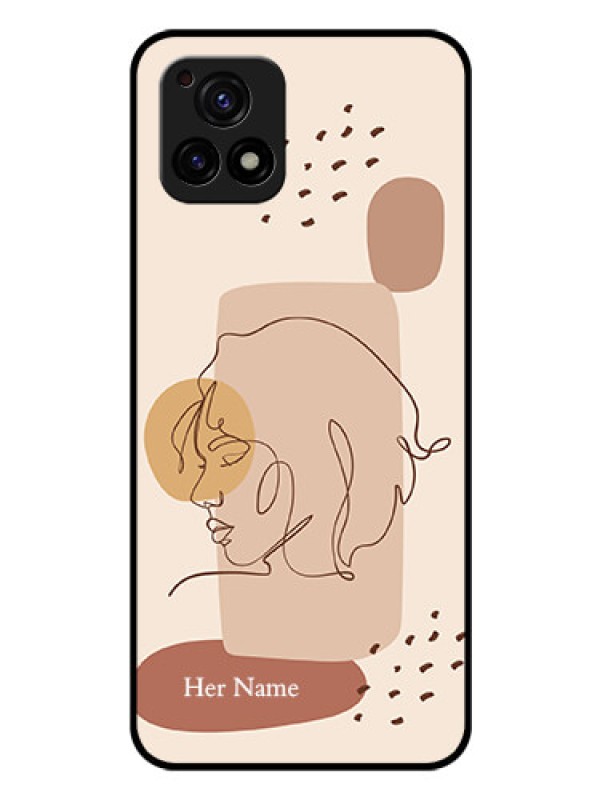 Custom Vivo Y72 5G Photo Printing on Glass Case - Calm Woman line art Design