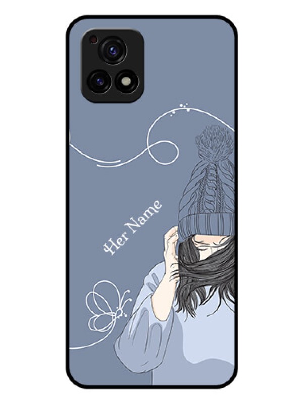Custom Vivo Y72 5G Custom Glass Mobile Case - Girl in winter outfit Design