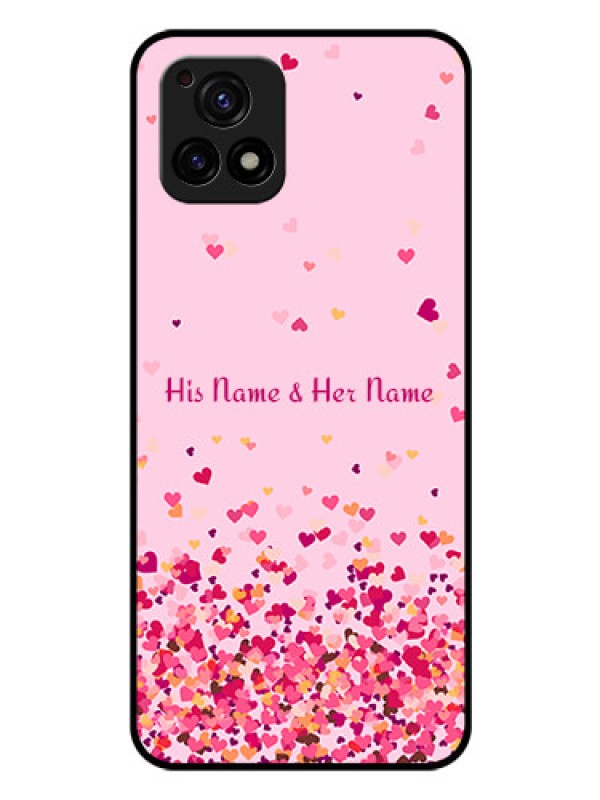 Custom Vivo Y72 5G Photo Printing on Glass Case - Floating Hearts Design