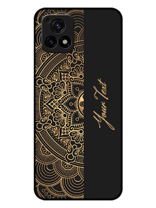 Custom Vivo Y72 5G Photo Printing on Glass Case - Mandala art with custom text Design