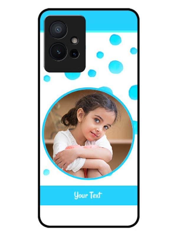 Custom Vivo Y75 5G Photo Printing on Glass Case - Blue Bubbles Pattern Design