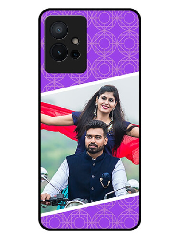 Custom Vivo Y75 5G Custom Glass Phone Case - Violet Pattern Design