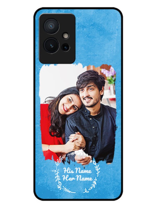 Custom Vivo Y75 5G Custom Glass Phone Case - Blue Color Vintage Design