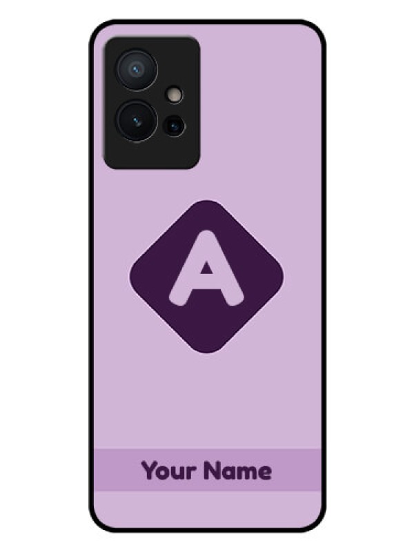 Custom Vivo Y75 5G Custom Glass Mobile Case - Custom Letter in curved badge Design