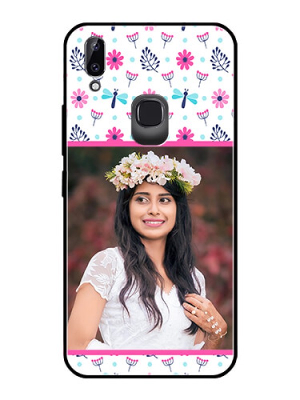 Custom Vivo Y83 Pro Photo Printing on Glass Case  - Colorful Flower Design