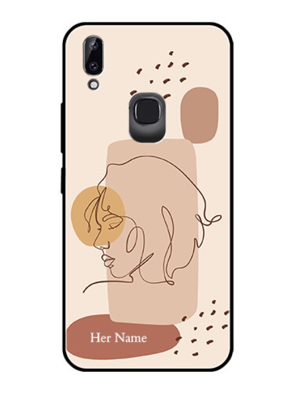 Custom Vivo Y83 Pro Photo Printing on Glass Case - Calm Woman line art Design