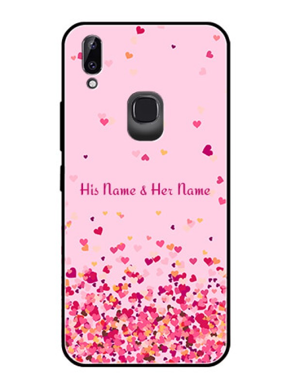Custom Vivo Y83 Pro Photo Printing on Glass Case - Floating Hearts Design