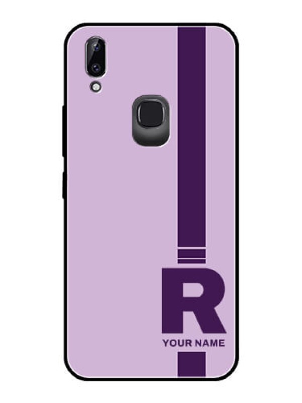 Custom Vivo Y83 Pro Photo Printing on Glass Case - Simple dual tone stripe with name Design