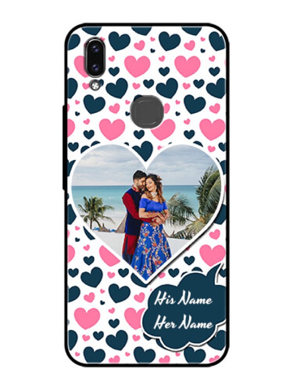Custom Vivo Y85 Custom Glass Phone Case - Pink & Blue Heart Design