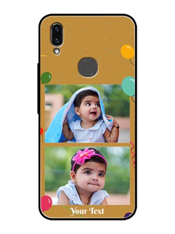 Custom Vivo Y85 Personalized Glass Phone Case - Image Holder with Birthday Celebrations Design