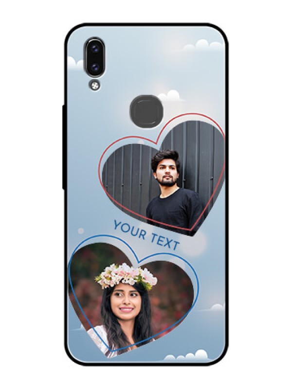 Custom Vivo Y85 Custom Glass Mobile Case - Blue Color Couple Design
