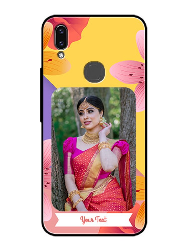 Custom Vivo Y85 Custom Glass Mobile Case - 3 Image With Vintage Floral Design