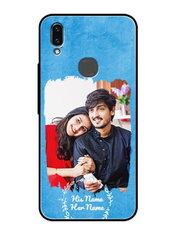 Custom Vivo Y85 Custom Glass Phone Case - Blue Color Vintage Design