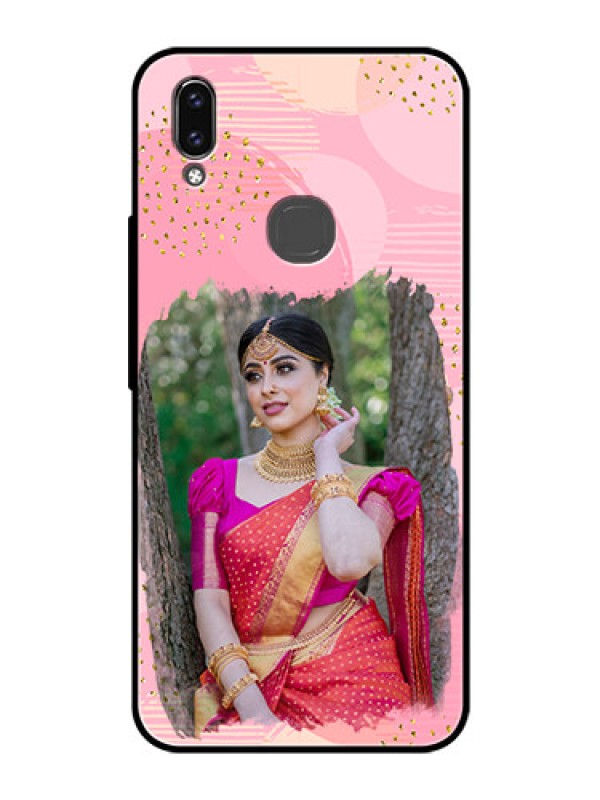 Custom Vivo Y85 Personalized Glass Phone Case - Gold Glitter Splash Design